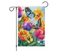 Bandiera Welcome Flower Butterflyflower Summer 30X45Cm Bandiera Da Cortile Con Occhielli Moda Bandiere Da Parete Per Estiva Patio Parete