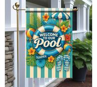 Bandiera Welcome To Our Pool Della Brezza Prova Di Sbiadimento Striscione All'Aperto, Per Balcone, Feste Estive, Celebrazioni, 30x45cm