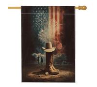 Bandiera Western Cowboy Boots Hat Fireworks America Flag Stagione Bandiera Decorazione Striscione All'Aperto, Per All'Aperto Al Coperto, Giardino, Celebrazioni, 30x45cm