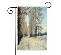 Bandiera White Foggy Road Winter Trees Tranquil Mountain Track Trails Conservation Hill Snow Rinforzata Striscione All'Aperto, Per Feste Estive, All'Aperto Al Coperto, 30x45cm