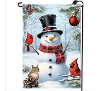 Bandiera Winter Snowman Snow Squirrel Cardinal Winter Christmas Bandiere Da Giardino Durevole Personalizzata Flag Per Balcone All'Aperto Esterno 70X102Cm