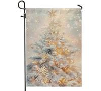 Bandiera Winter Wonderland Snowy Christmas Tree Rinforzo Bandiere da Balcone Poliestere Flag per Bar All'aperto 30x45cm
