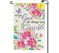 Bandiera With God All Things Are Possible 30X45Cm Bandiera Da Esterno Resistenti Appendere Bandiere Da Giardino Per Estiva Prato Parete