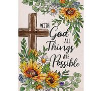 Bandiera With God All Things Are Possible Religious Spring Summer Easter Sunflower Stagione Bandiera Decorazione Rinforzata Striscione All'Aperto, Per Feste Estive, Eventi, Feste Strada, 30x45cm