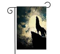 Bandiera Wolf Wildlife Silhouette Concept Howling Black To Mammal Night Full Moon White Copyspace Decorazione Bandiera In Poliestere, Per Feste Strada, Giardino, 30x45cm