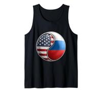 Bandiera Yin Yang Americana e Russa per espatriati Dual Heritage Canotta