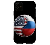 Bandiera Yin Yang americana e russa per espatriati Dual Heritage Custodia per iPhone 11