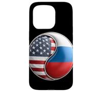 Bandiera Yin Yang americana e russa per espatriati Dual Heritage Custodia per iPhone 15 Pro