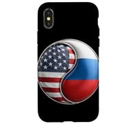 Bandiera Yin Yang americana e russa per espatriati Dual Heritage Custodia per iPhone X/XS