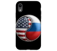 Bandiera Yin Yang americana e russa per espatriati Dual Heritage Custodia per iPhone XR