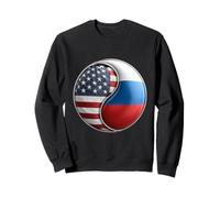 Bandiera Yin Yang Americana e Russa per espatriati Dual Heritage Felpa