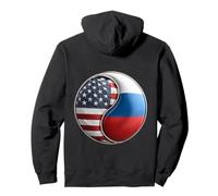 Bandiera Yin Yang Americana e Russa per espatriati Dual Heritage Felpa con Cappuccio