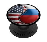 Bandiera Yin Yang americana e russa per espatriati Dual Heritage PopSockets PopGrip Adesivo