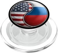 Bandiera Yin Yang americana e russa per espatriati Dual Heritage PopSockets PopGrip per MagSafe