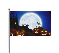 Bandiera Zucca Di Halloween E Luna Piena Estiva Decor Garden Flag Resistente Ai Raggi Uv Bandiere Pirata Per Home Eventi Marce 3X5Ft