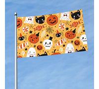 Bandiera Zucca Di Halloween Fantasma Gatto Resistente Ai Raggi Uv Garden Flag Durevole Bandiere Pirata Per Giardino Raduni Home 3X5Ft