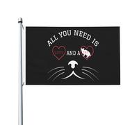 Bandieradacortile All You Need Is Love And A Cat Appendere Bandiera Pace Robuste Striscione Da Giardino Per Casa Festa Fattoria 3X5 Ft