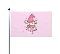 Bandieradacortile Cute Gnome Sitting On A Mushroom Con 2 Occhielli Bandiera Di Benvenuto Resistente Alle Intemperie Decorazioni Da Giardino Per Festa Estate Prato 3X5 Ft