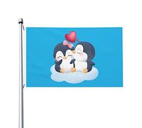 Bandieradacortile Cute Penguins Loving Each Other Resistente Alle Intemperie Bandiera Appendere Segnali Da Giardino Per Estate Cortile Vacanza 3X5 Ft