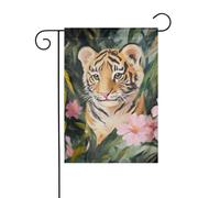 Bandieradacortile Cute Tiger In The Tree Resistente Alle Intemperie Bandiera Di Benvenuto Doppia Faccia Bandiere Giardino Per Camere Strada Fattoria 12X18 Inch