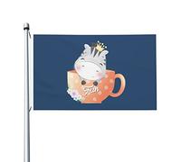 Bandieradacortile Cute Zebra Sitting In A Cup Con 2 Occhielli Outdoorbandiera Robuste Decorazioni Da Giardino Per Piantone All'Aperto Casa 3X5 Ft