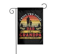 Bandieradacortile I Have Two Titles Dad And Grandpa And I Rock Them Both Resistente Alle Intemperie Outdoorbandiera Appendere Decorazioni Da Giardino Per Cortile Esterni Casa 12X18 Inch