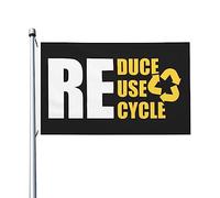 Bandieradacortile Reduce Reuse Recycle Robuste Striscione Doppia Faccia Decorazioni Da Giardino Per Celebrazioni Interni Piantone 3X5 Ft