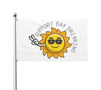 Bandieradacortile Support Day Drinking Funny Beer per Parete 3x5 FT | Doppia Faccia Bandiera Appendere Decorazioni da Giardino per Prato Piantone