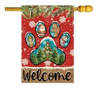 Bandieradacortile Welcome Dog The Nutcracker Santa Breadbread Man Doppia Faccia Bandiera Da Giardino Appendere Bandiere Giardino Per Attività Interni Domestiche 12X18 Inch
