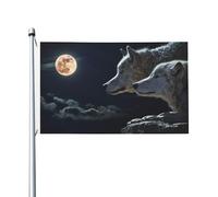 Bandieradacortile Wolf Full Moon Con 2 Occhielli Bandiera Verticale Garden Doppia Faccia Segnali Da Giardino Per Vacanza Prato Piantone 3X5 Ft
