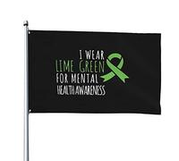 Bandieras Da Balcone 90X150Cm I Wear Lime Green For Mental Health Awareness Doppia Cucitura Esterno Bandierine Con Occhielli Bandierine Della Decorazione Per Conferenza,Interno