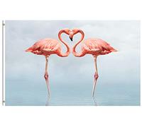 Bandieras Da Cortile A Tropical Couple Of Summer Flamingo With A Love Valentines Day Heart Shape Bandiera Di Benvenuto Tutte Le Stagioni Striscione Per Esterni Spiaggia Veranda 90X150 CM