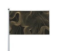 Bandieras Da Cortile Abstract Gold Lines Bandiera Garden Anniversario Divertente Bandieras Durevole Striscione Per Patio Prato Spiaggia 90X150 CM