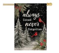 Bandieras Da Cortile Always Loved Never Forgotten Memorial Christmas Tree Cardinal Bandiera Di Benvenuto Durevole Striscione Alta Qualità Divertente Bandieras Per Veranda Prato Spiaggia S