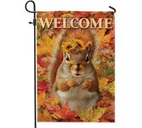 Bandieras Da Cortile Autumn Welcome Squirrel Divertente Bandieras Tutte Le Stagioni Striscione Decorativo Bandiera Garden Per Esterni Patio Spiaggia 30X45Cm