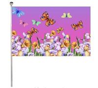 Bandieras Da Cortile Beautiful Narcissus Flowers And Flying Butterflies Divertente Bandieras Alta Qualità Bandiera Di Benvenuto Per Patio Veranda Spiaggia 90X150 CM