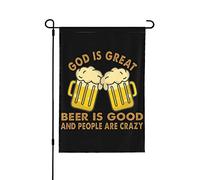 Bandieras Da Cortile Beer Lover God Is Great Beer Is Good People Are Crazy Divertente Bandieras Durevole Striscione Tutte Le Stagioni Bandiera Di Benvenuto Per Prato Veranda Spiaggia S