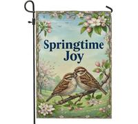 Bandieras Da Cortile Birds Spring Nature Bloom Branches Spring Green Bandiera Di Benvenuto Durevole Bandiera Garden Alta Qualità Garden Flag Per Veranda Esterni 30X45Cm