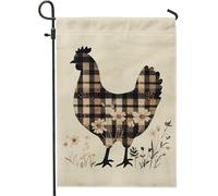 Bandieras Da Cortile Black White Checkered Chicken Farmhouse Spring Bandiera Garden Decorativo Divertente Bandieras Alta Qualità Bandiera Di Benvenuto Per Esterni Patio 30X45Cm