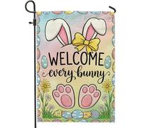 Bandieras Da Cortile Bunny Spring Joyful Easter Eggs Flowers Easter Pastel Bandiera Garden Tutte Le Stagioni Garden Flag Durevole Divertente Bandieras Per Patio Spiaggia 30X45Cm