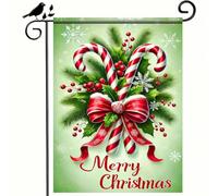 Bandieras Da Cortile Candy Cane Christmas Red Bow Snowflake Decorativo Bandiera Di Benvenuto Durevole Bandiera Garden Per Prato Veranda S