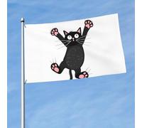 Bandieras Da Cortile Cat Hanging On The Wall Funny Kitten Bandiera Di Benvenuto Decorativo Striscione Durevole Bandiera Garden Per Prato Esterni Patio 90X150 CM
