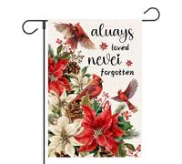 Bandieras Da Cortile Christmas Always Loved Never Forgotten Memorial Poinsettia Cardinal Bird Garden Flag Alta Qualità Striscione Tutte Le Stagioni Bandiera Garden Per Prato Spiaggia Veranda M