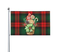 Bandieras Da Cortile Christmas Cakes And Pine Cones Red Stripes Background Garden Flag Alta Qualità Bandiera Di Benvenuto Anniversario Striscione Per Veranda Esterni Spiaggia 90X150 CM