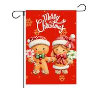 Bandieras Da Cortile Christmas Gingerbreads Couple Merry Christmas Snowflake Winter Bandiera Di Benvenuto Tutte Le Stagioni Striscione Alta Qualità Garden Flag Per Spiaggia Veranda Esterni M