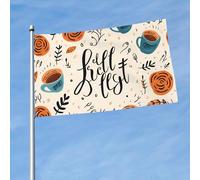 Bandieras Da Cortile Coffee Leaves Quote Garden Flag Alta Qualità Striscione Tutte Le Stagioni Bandiera Di Benvenuto Per Prato Veranda Esterni 90X150 CM