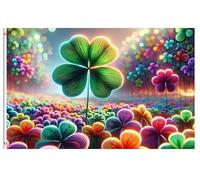 Bandieras Da Cortile Colorful Clovers Shamrock Spring Green Field St. Patrick'S Day Divertente Bandieras Decorativo Garden Flag Per Prato Esterni Spiaggia 90X150 CM