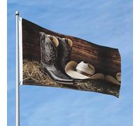 Bandieras Da Cortile Cowboy Black Hat Western Boots Garden Flag Divertente Bandieras Durevole Per Patio Spiaggia 90X150 Cm