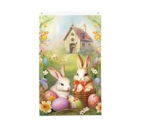 Bandieras Da Cortile Cute Cartoon Easter Bunny Bandiera Di Benvenuto Alta Qualità Divertente Bandieras Tutte Le Stagioni Bandiera Garden Per Prato Patio Veranda 90X150 Cm
