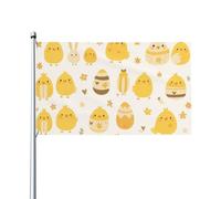 Bandieras Da Cortile Cute Chicks With Easter Eggs Bandiera Di Benvenuto Tutte Le Stagioni Garden Flag Alta Qualità Striscione Per Veranda Prato Spiaggia 90X150 CM